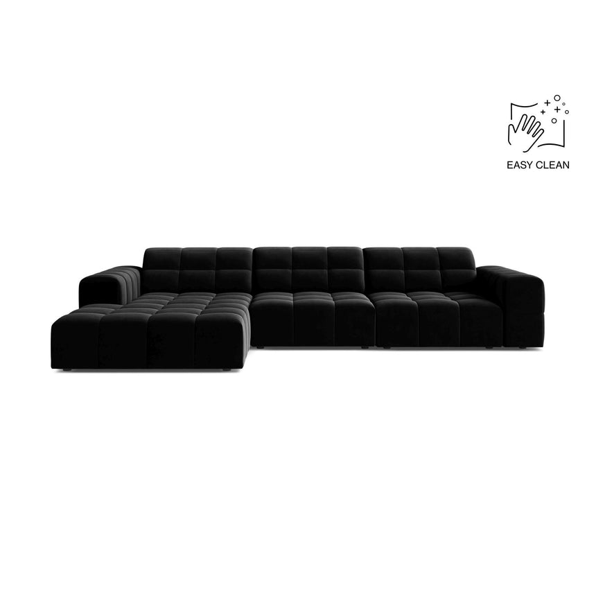 Chicago 4-Sitzer Ecksofa, Linke Seite, aus Samt in Schwarz (Venus 2923), 294x167 cm von Cosmopolitan Design – Bild 1