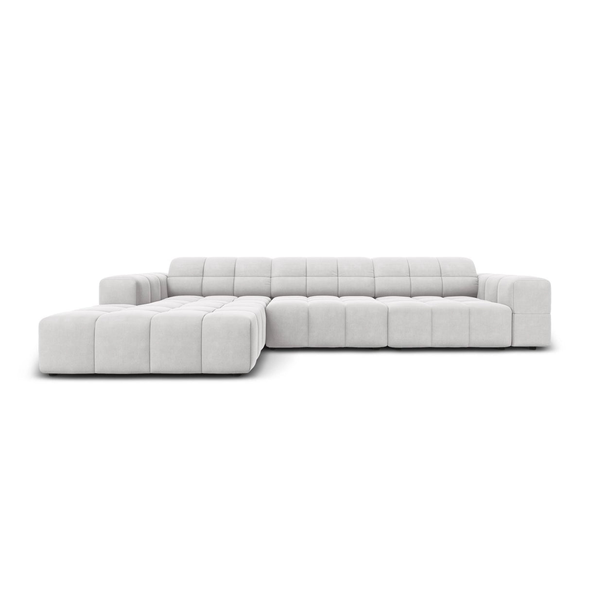 Chicago 4-Sitzer Ecksofa, Linke Seite, aus Samt in Silber (Bluvel 03), 284x166x70 cm von Cosmopolitan Design – Bild 1