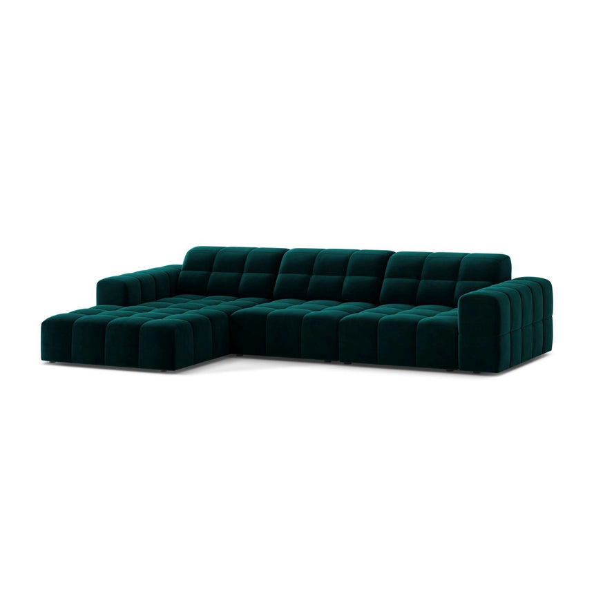 Chicago 4-Sitzer Ecksofa, Linke Seite, aus Samt in Tiefes Petrol (Venus 2911), 294x167 cm von Cosmopolitan Design – Bild 3