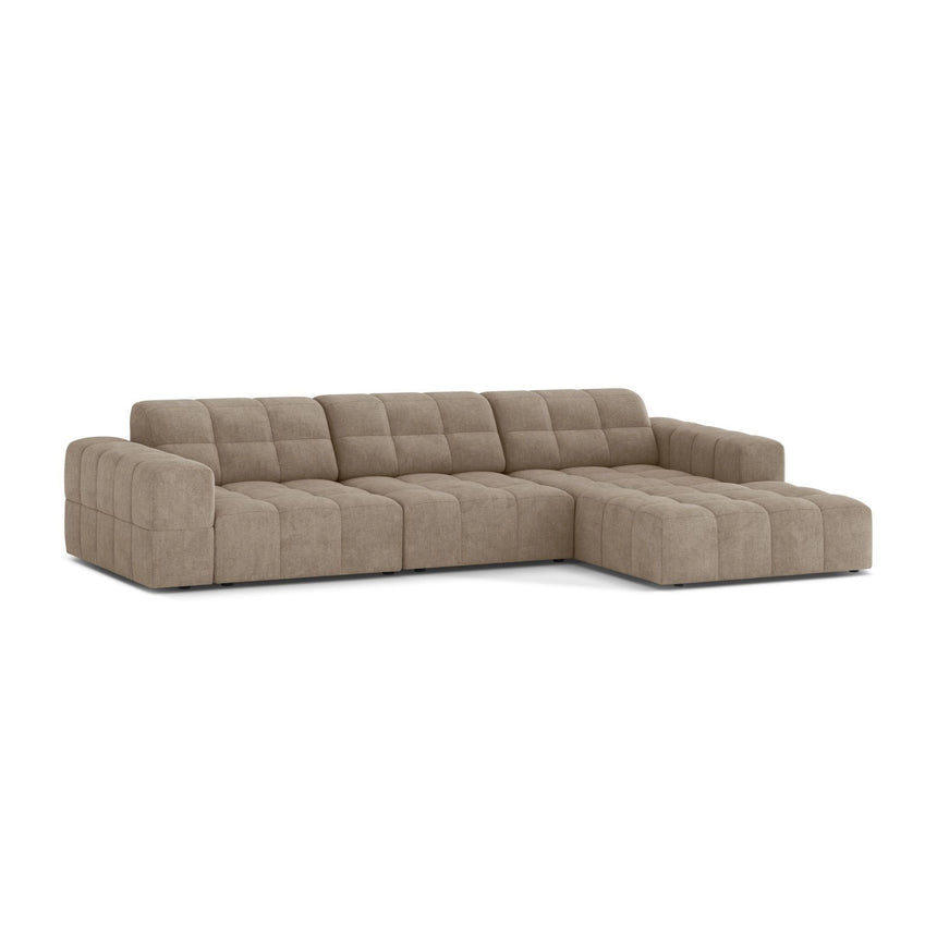 Chicago 4-Sitzer Ecksofa, Rechte Seite, aus Chenille in Dunkelbeige (Eden 4 Beige), 294x167 cm von Cosmopolitan Design – Bild 3
