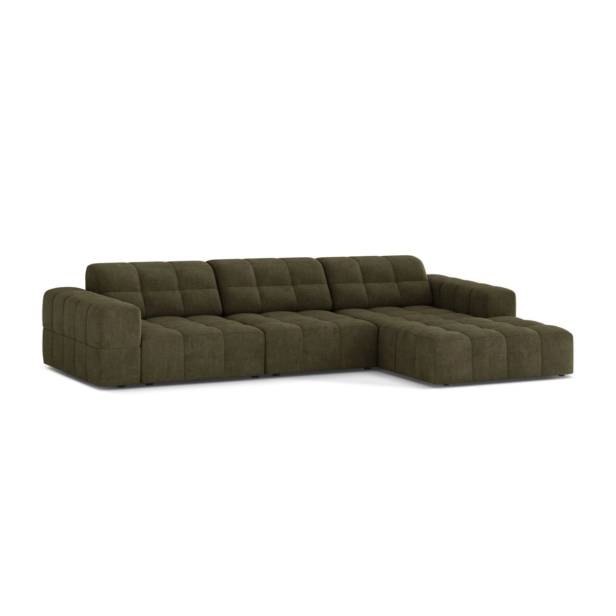 Chicago 4-Sitzer Ecksofa, Rechte Seite, aus Chenille in Grün (Eden 12 Olive), 294x167 cm von Cosmopolitan Design – Bild 3