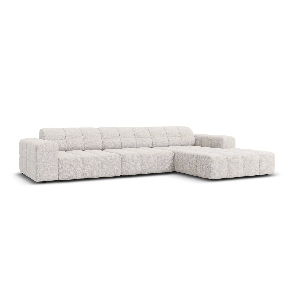 Chicago 4-Sitzer Ecksofa, Rechte Seite, aus Chenille in Hellgrau (Haga 06), 284x166x70 cm von Cosmopolitan Design – Bild 3