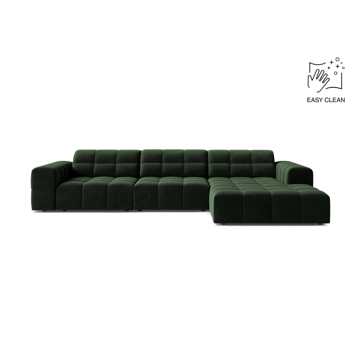 Chicago 4-Sitzer Ecksofa, Rechte Seite, aus Samt in Flaschengrün (Venus 2940), 294x167 cm von Cosmopolitan Design – Bild 1