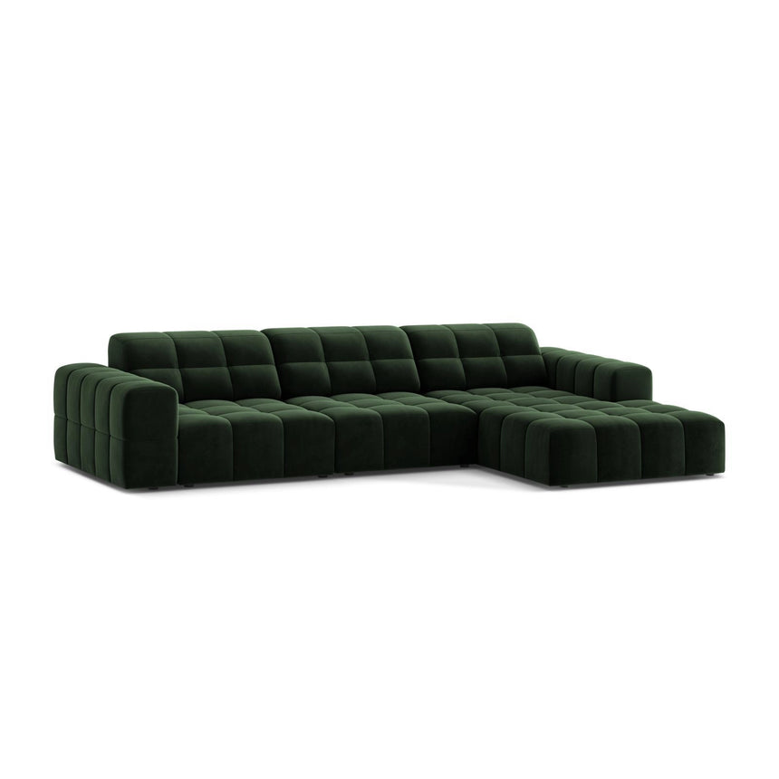Chicago 4-Sitzer Ecksofa, Rechte Seite, aus Samt in Flaschengrün (Venus 2940), 294x167 cm von Cosmopolitan Design – Bild 3