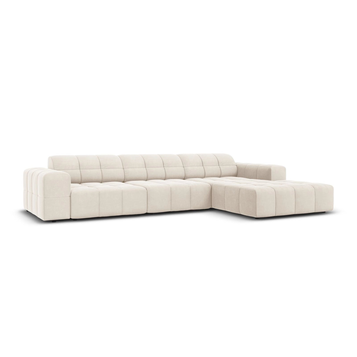 Chicago 4-Sitzer Ecksofa, Rechte Seite, aus Samt in Hellbeige (Bluvel 22), 284x166x70 cm von Cosmopolitan Design – Bild 3