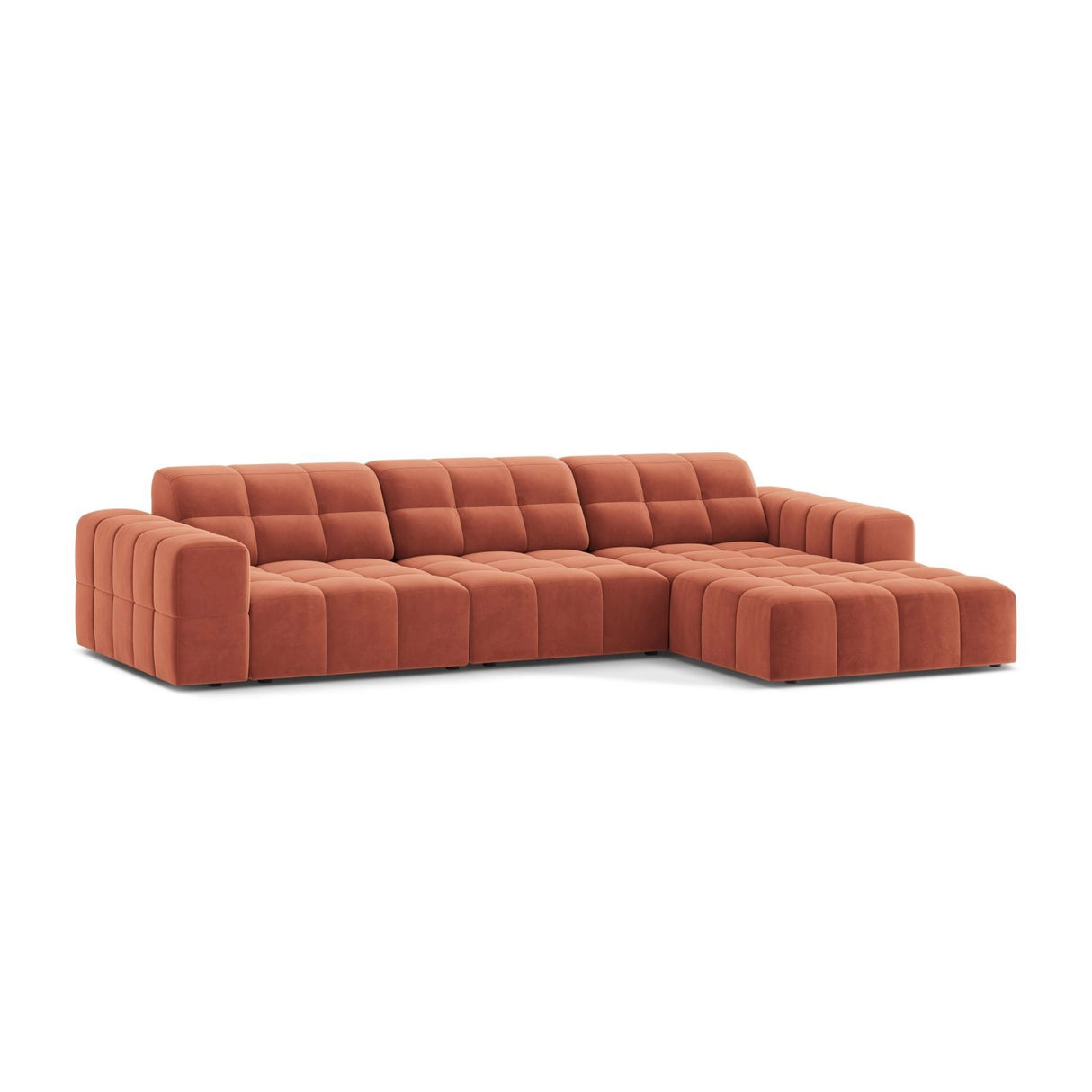 Chicago 4-Sitzer Ecksofa, Rechte Seite, aus Samt in Koralle (Venus 2933), 294x167 cm von Cosmopolitan Design – Bild 3