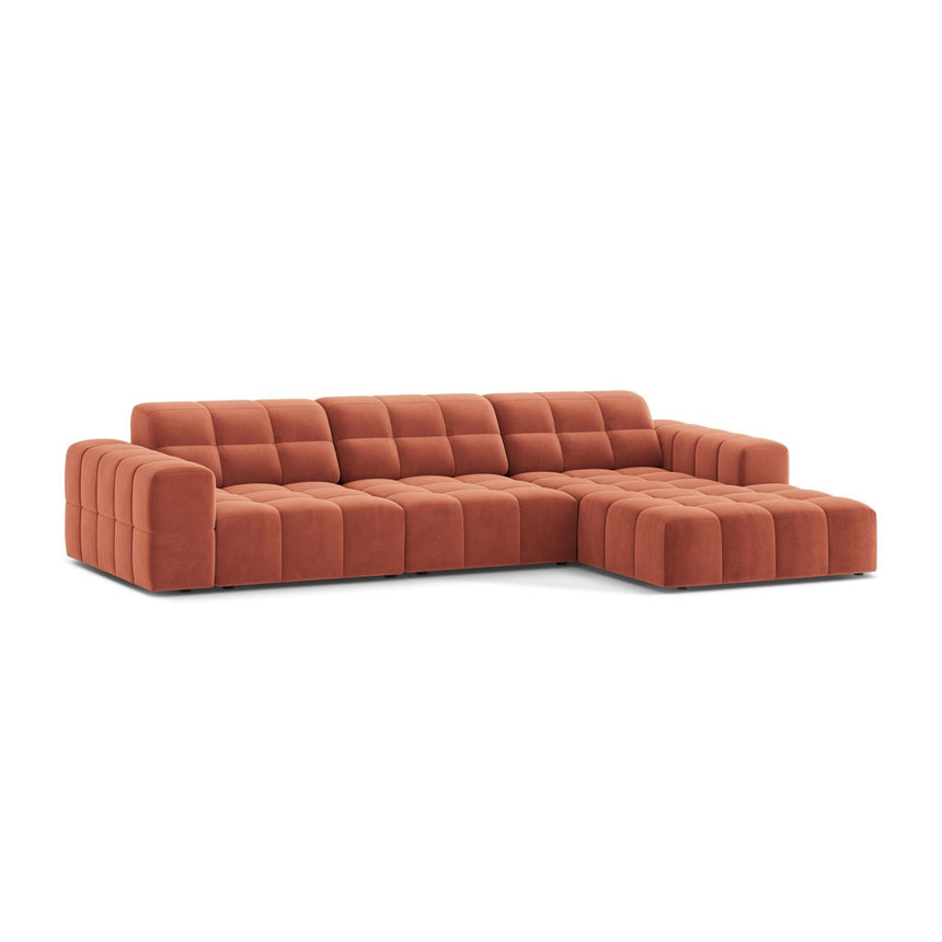 Chicago 4-Sitzer Ecksofa, Rechte Seite, aus Samt in Koralle (Venus 2933), 294x167 cm von Cosmopolitan Design – Bild 3