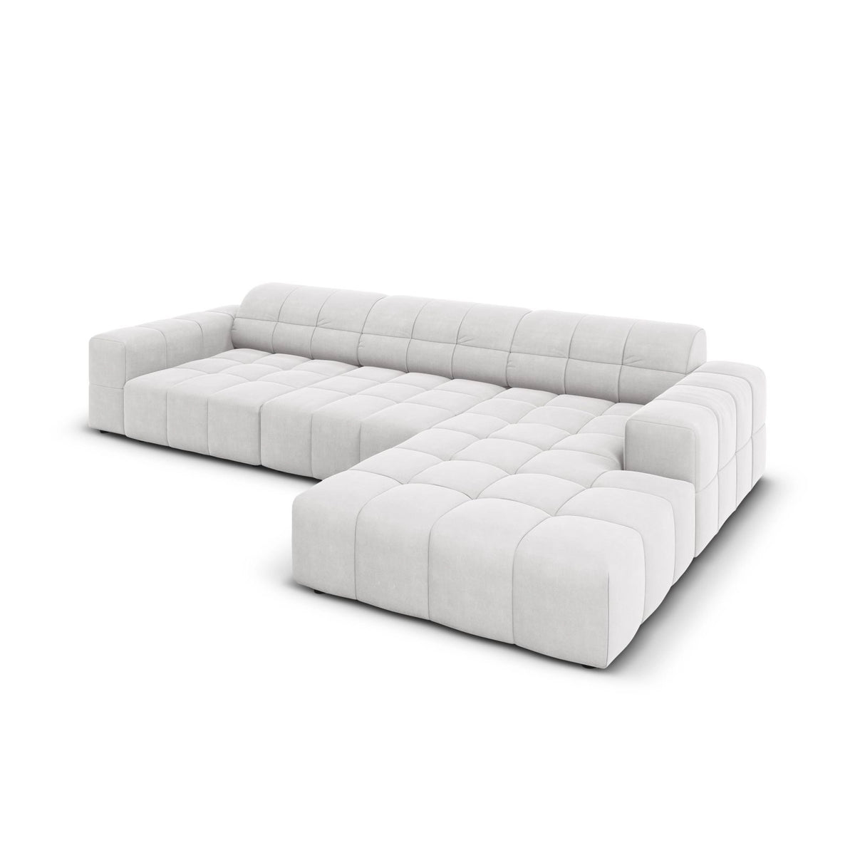 Chicago 4-Sitzer Ecksofa, Rechte Seite, aus Samt in Silber (Bluvel 03), 284x166x70 cm von Cosmopolitan Design – Bild 4