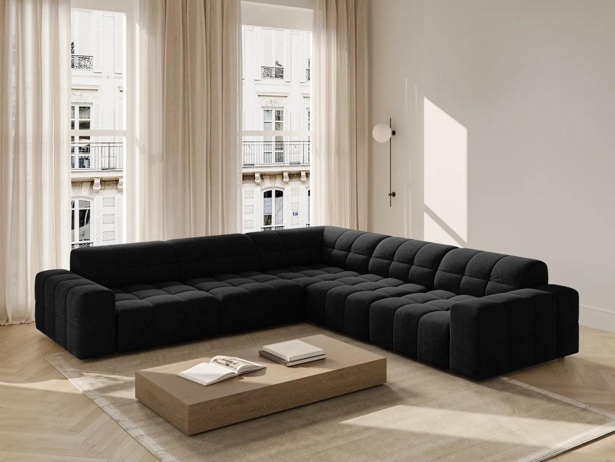 Chicago 4-Sitzer Ecksofa, symmetrisch, aus Chenille in Schwarz (Haga 19), 287x287x70 cm von Cosmopolitan Design – Bild 2