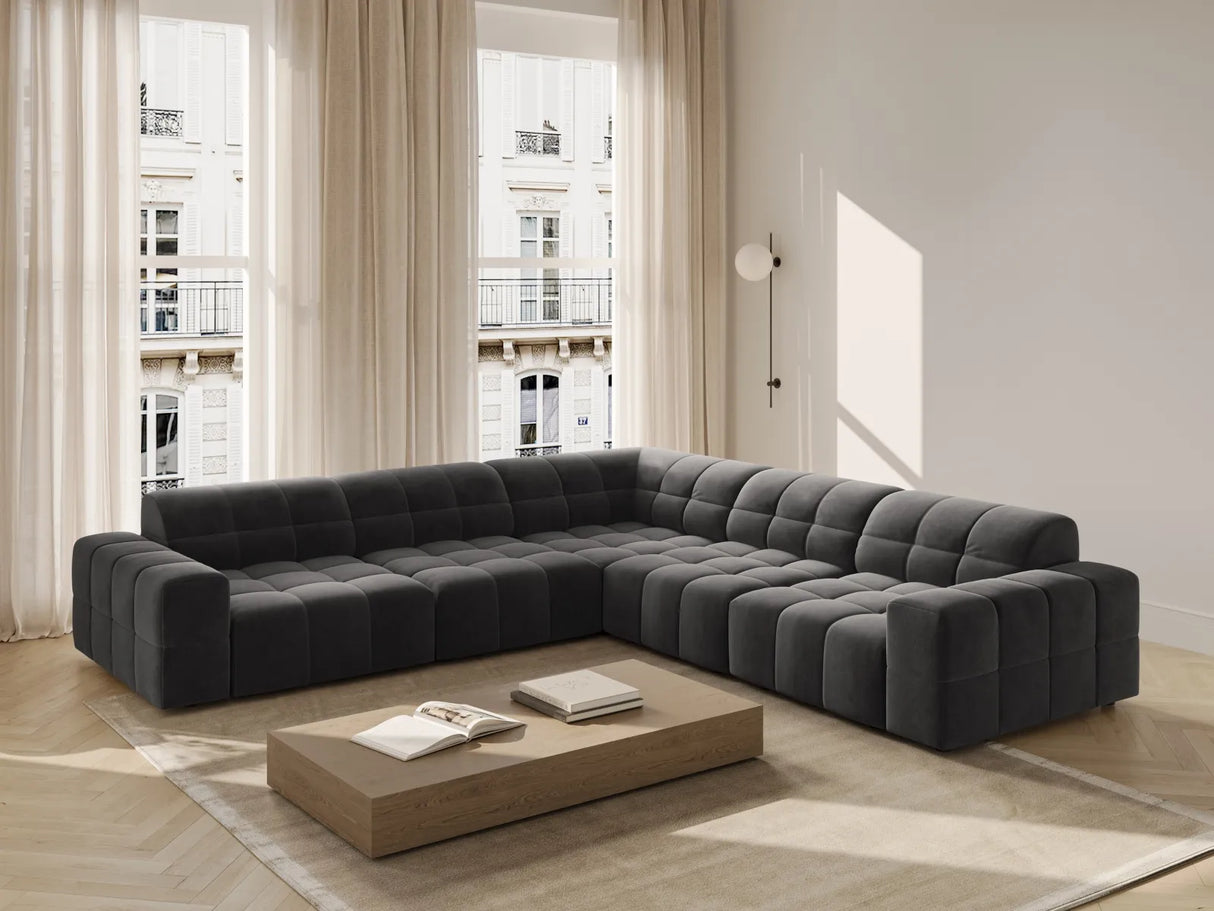Chicago 4-Sitzer Ecksofa, symmetrisch, aus Samt in Grau (Bluvel 14), 287x287x70 cm von Cosmopolitan Design – Bild 2