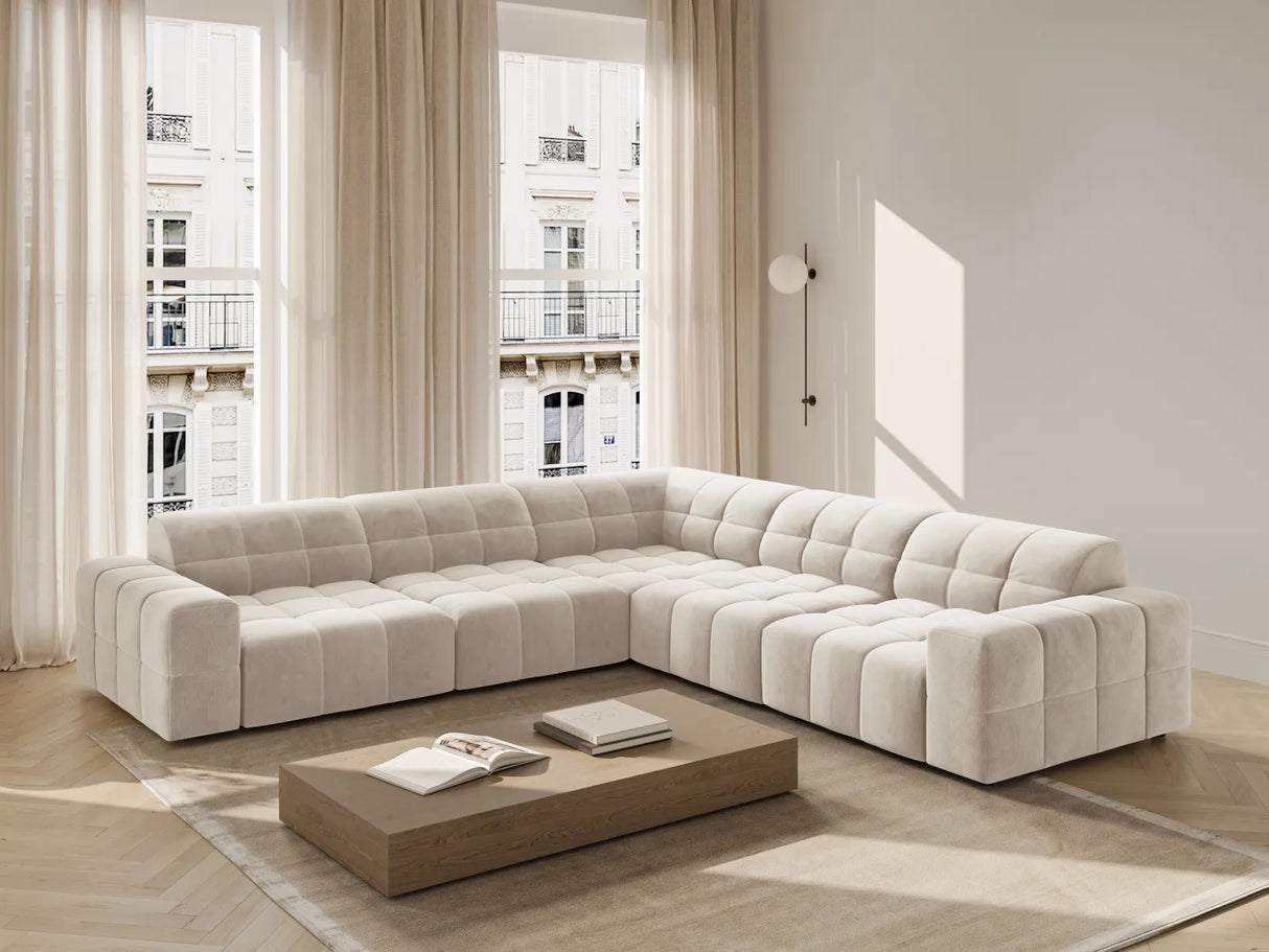 Chicago 4-Sitzer Ecksofa, symmetrisch, aus Samt in Hellbeige (Bluvel 22), 287x287x70 cm von Cosmopolitan Design – Bild 2