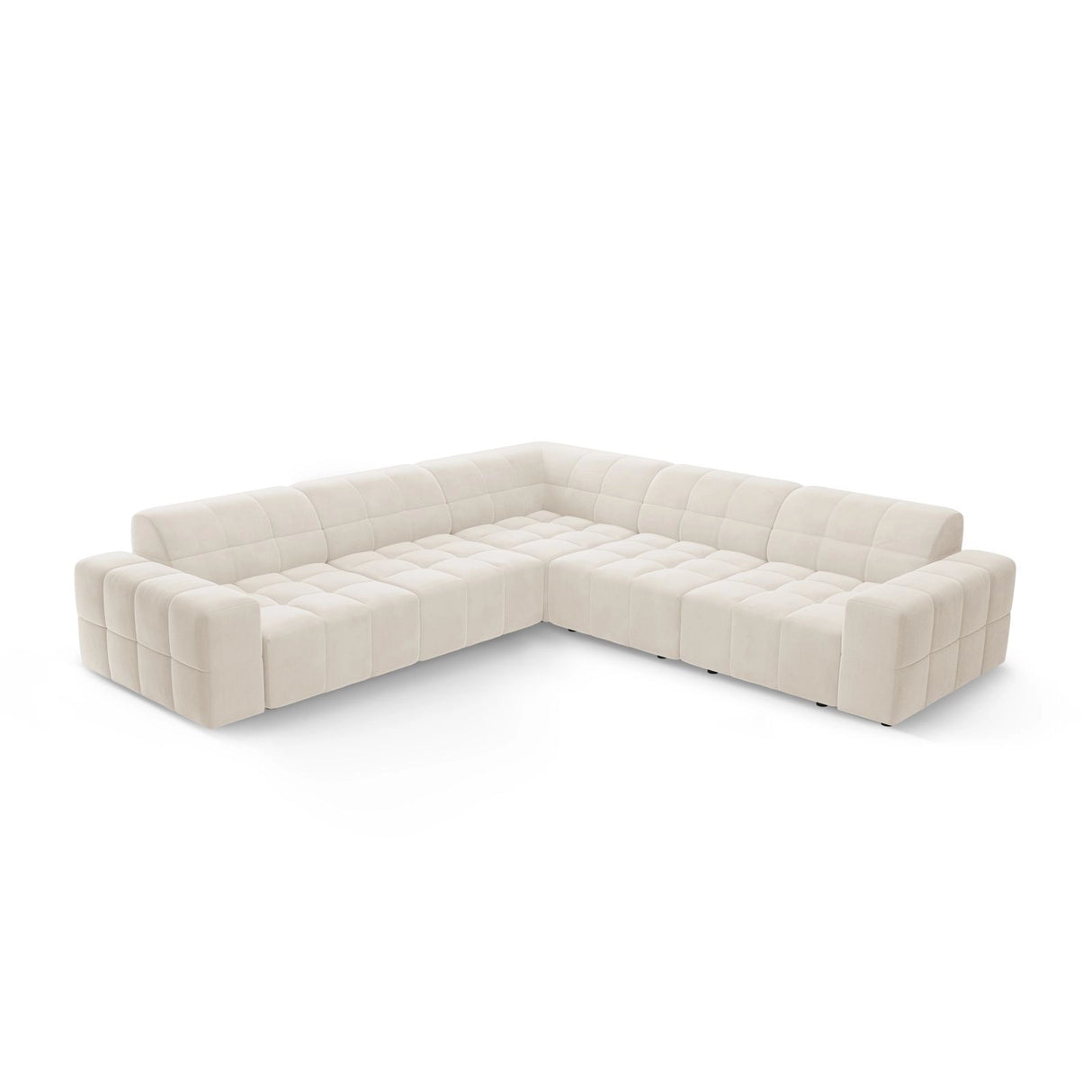 Chicago 4-Sitzer Ecksofa, symmetrisch, aus Samt in Hellbeige (Bluvel 22), 287x287x70 cm von Cosmopolitan Design – Bild 3