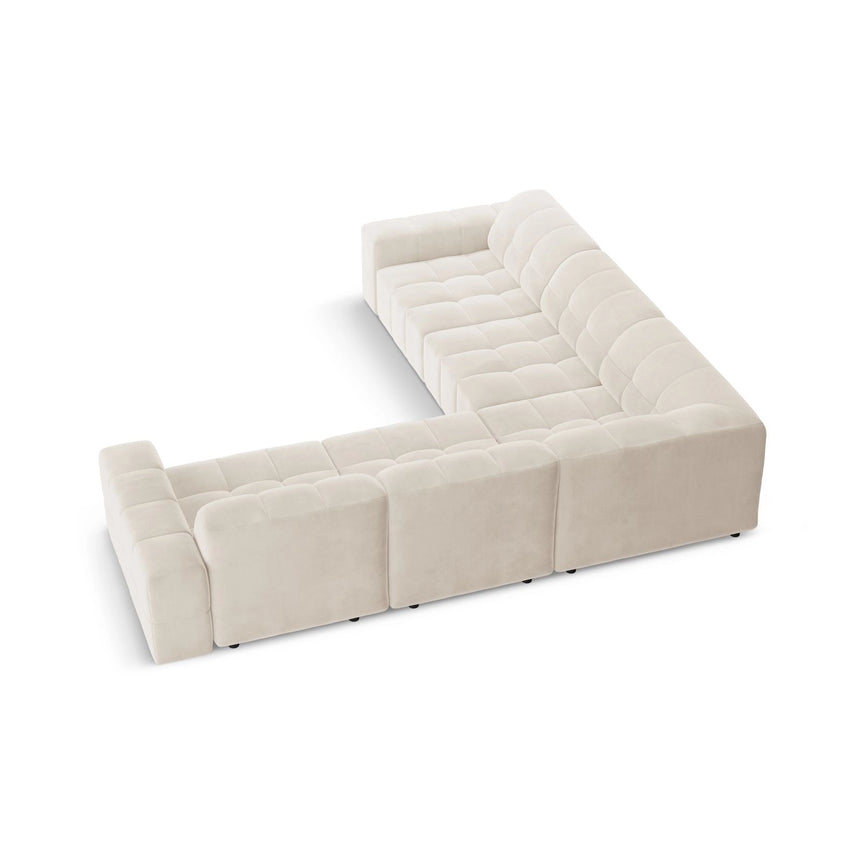 Chicago 4-Sitzer Ecksofa, symmetrisch, aus Samt in Hellbeige (Bluvel 22), 287x287x70 cm von Cosmopolitan Design – Bild 4
