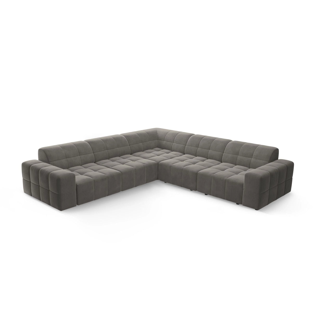 Chicago 4-Sitzer Ecksofa, symmetrisch, aus Samt in Hellgrau (Bluvel 13), 287x287x70 cm von Cosmopolitan Design – Bild 3