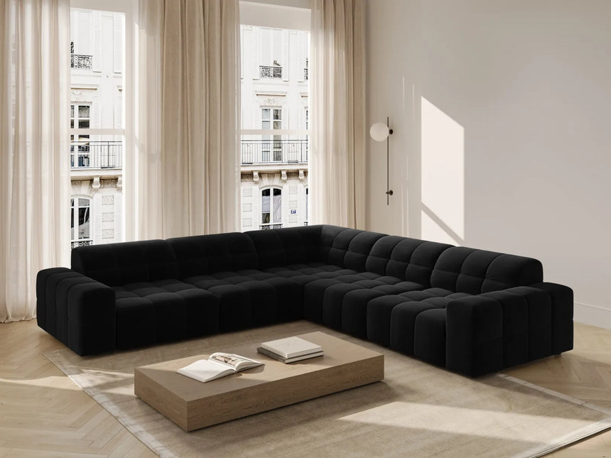 Chicago 4-Sitzer Ecksofa, symmetrisch, aus Samt in Schwarz (Bluvel 19), 287x287x70 cm von Cosmopolitan Design – Bild 2