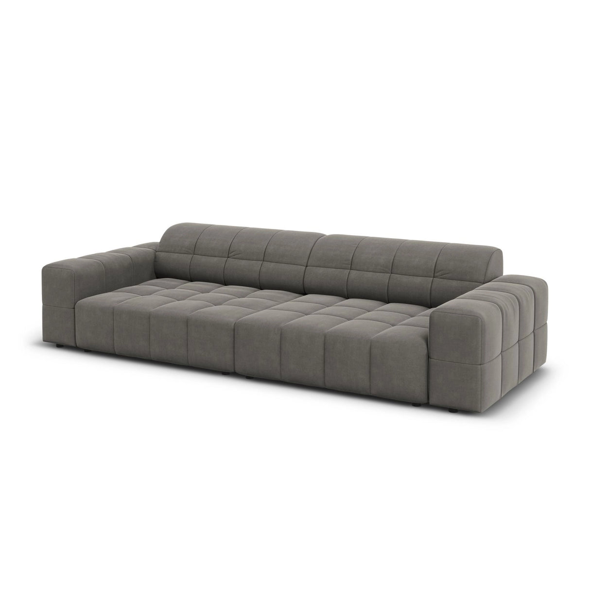 Chicago 4-Sitzer Sofa aus Samt in Hellgrau (Bluvel 13), 244x102x70 cm von Cosmopolitan Design – Bild 4