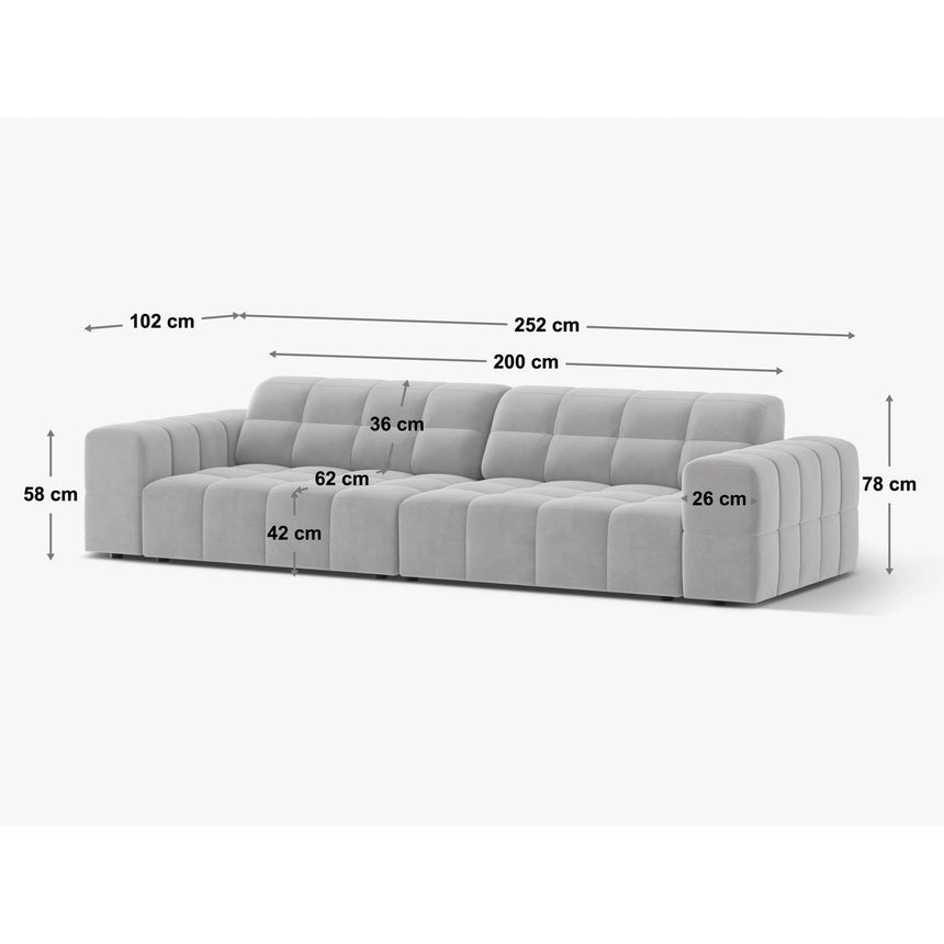 Chicago 4-Sitzer Sofa aus Samt in Leichtes Beige (Venus 2927), 252x102 cm von Cosmopolitan Design – Bild 2