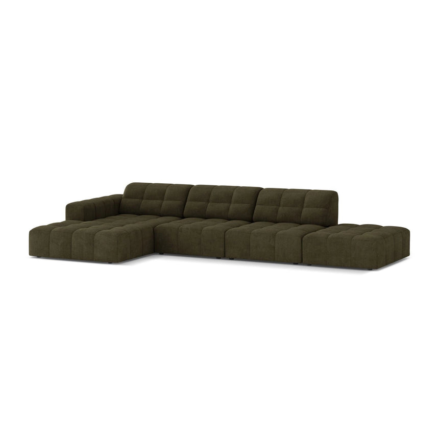 Chicago 5-Sitzer Ecksofa, Linke Seite, aus Chenille in Grün (Eden 12 Olive), 348x167 cm von Cosmopolitan Design – Bild 3