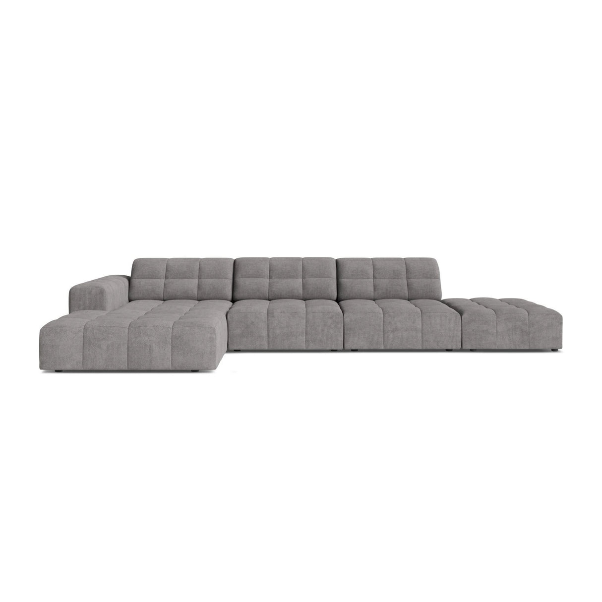 Chicago 5-Sitzer Ecksofa, Linke Seite, aus Chenille in Hellgrau (Eden 18 Grey), 348x167 cm von Cosmopolitan Design – Bild 1