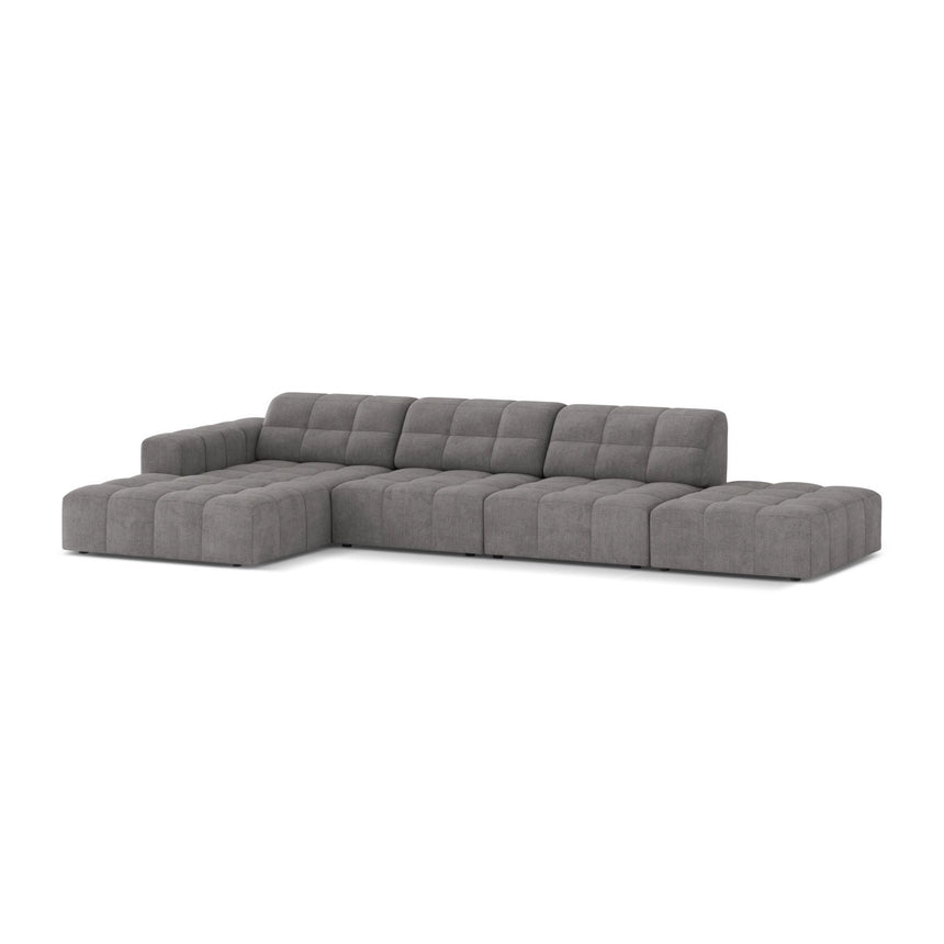 Chicago 5-Sitzer Ecksofa, Linke Seite, aus Chenille in Hellgrau (Eden 18 Grey), 348x167 cm von Cosmopolitan Design – Bild 3
