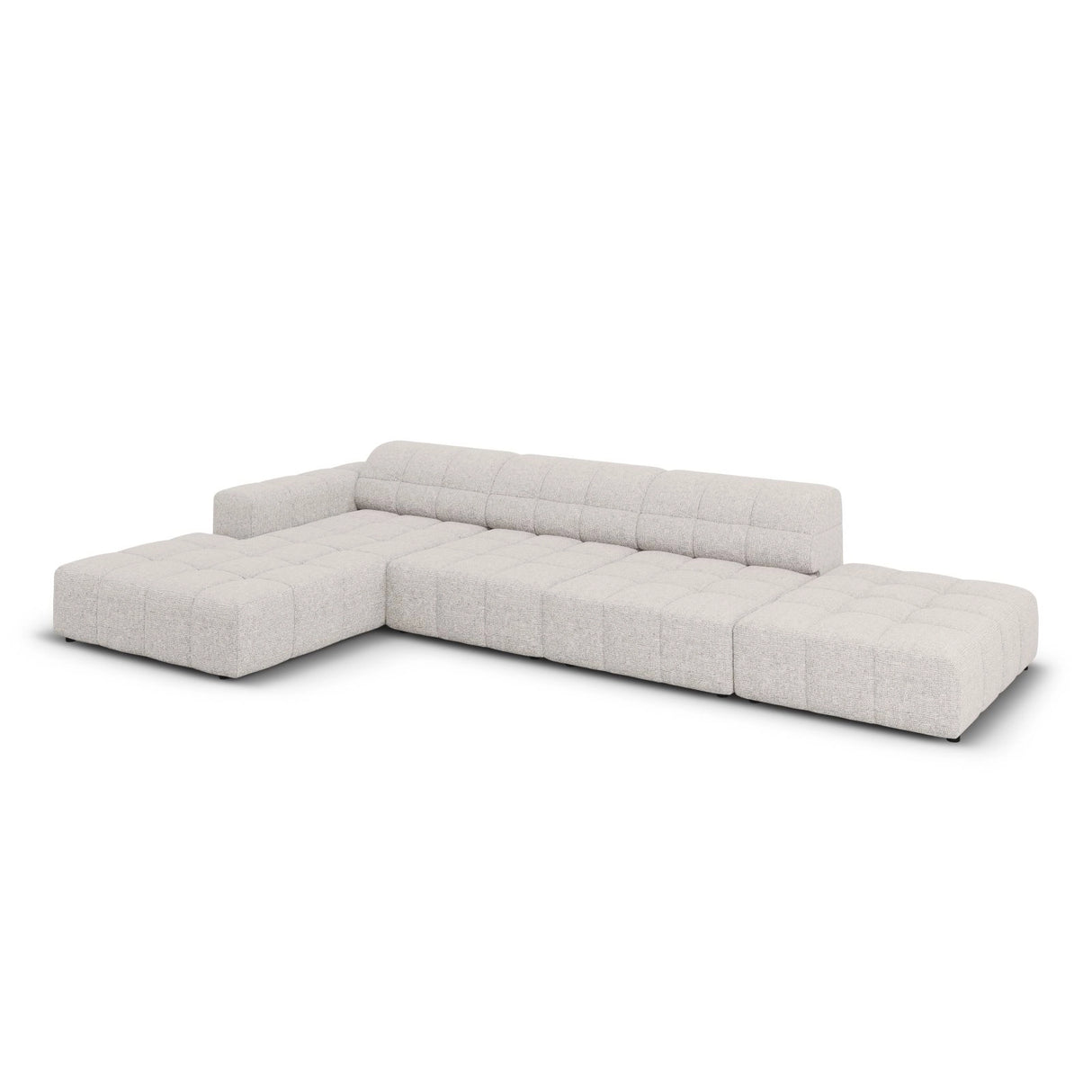 Chicago 5-Sitzer Ecksofa, Linke Seite, aus Chenille in Hellgrau (Haga 06), 341x166x70 cm von Cosmopolitan Design – Bild 4