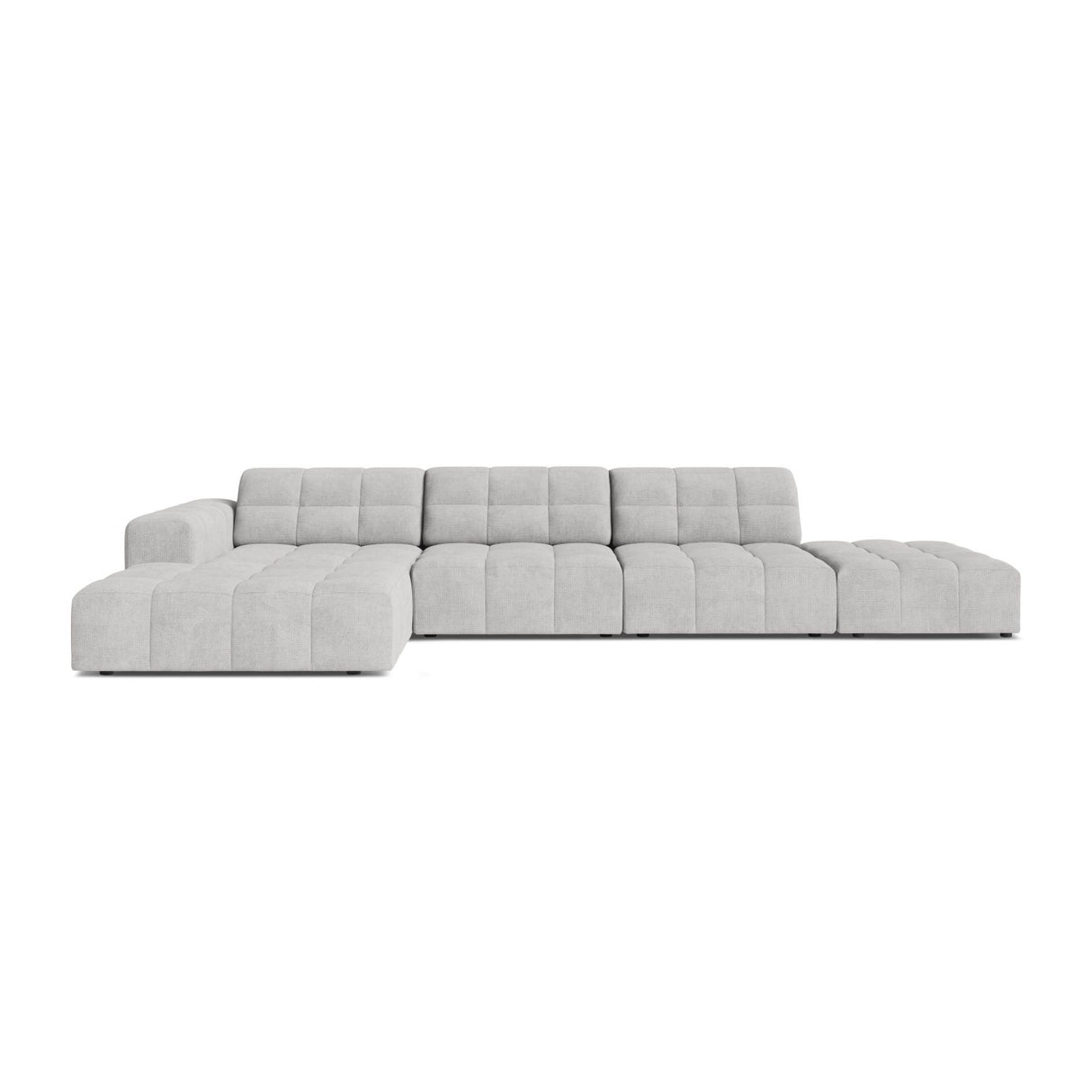 Chicago 5-Sitzer Ecksofa, Linke Seite, aus Chenille in Silber (Eden 17 Silver), 348x167 cm von Cosmopolitan Design – Bild 1