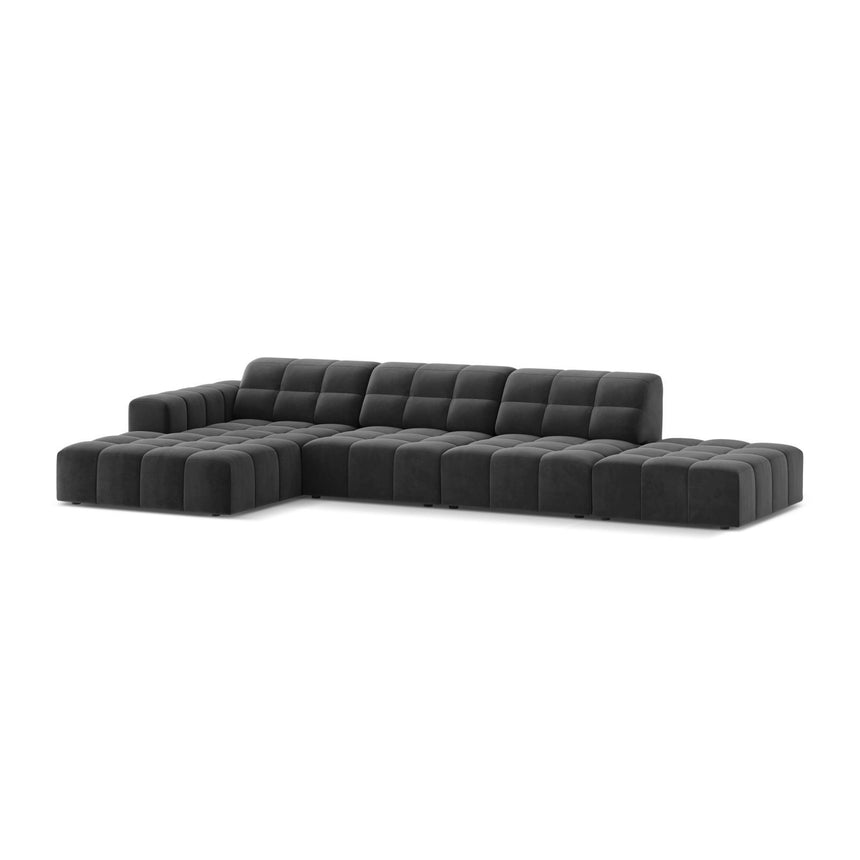 Chicago 5-Sitzer Ecksofa, Linke Seite, aus Samt in Grau (Venus 2930), 348x167 cm von Cosmopolitan Design – Bild 3