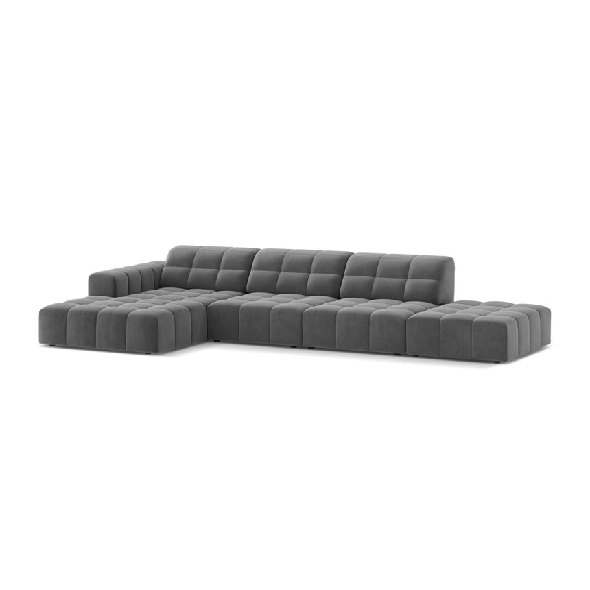 Chicago 5-Sitzer Ecksofa, Linke Seite, aus Samt in Hellgrau (Venus 2929), 348x167 cm von Cosmopolitan Design – Bild 3