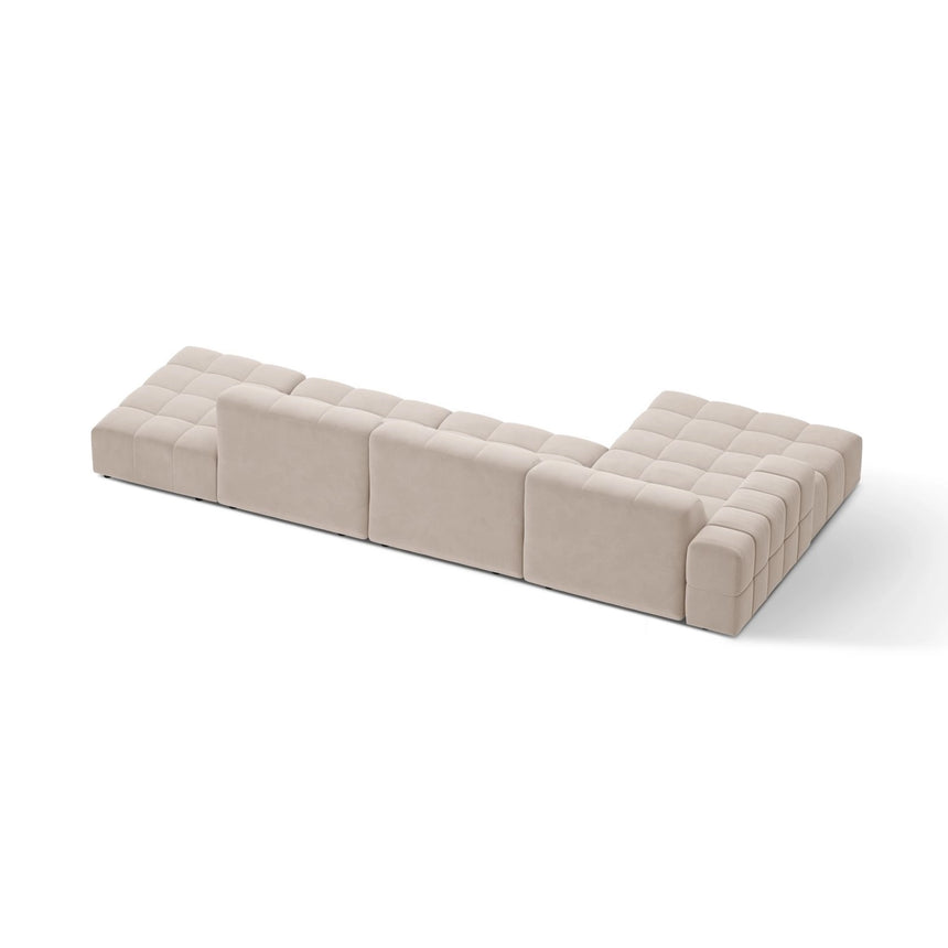 Chicago 5-Sitzer Ecksofa, Linke Seite, aus Samt in Leichtes Beige (Venus 2927), 348x167 cm von Cosmopolitan Design – Bild 4