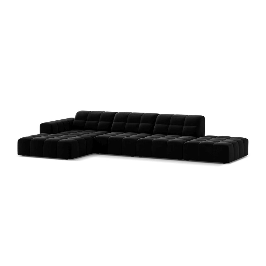 Chicago 5-Sitzer Ecksofa, Linke Seite, aus Samt in Schwarz (Venus 2923), 348x167 cm von Cosmopolitan Design – Bild 3