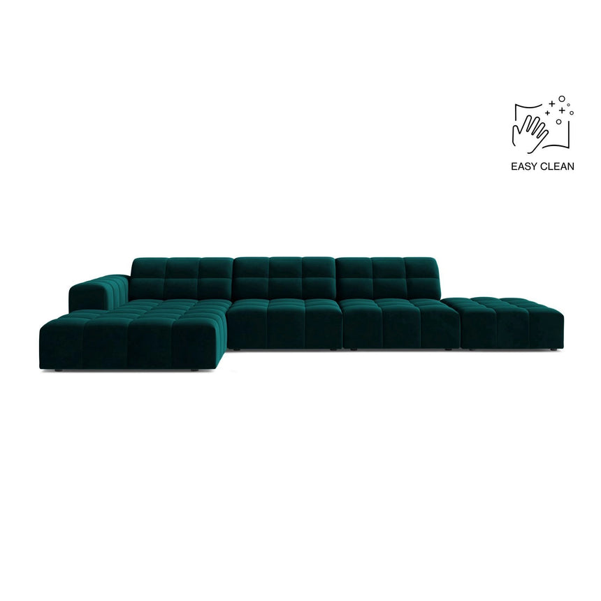 Chicago 5-Sitzer Ecksofa, Linke Seite, aus Samt in Tiefes Petrol (Venus 2911), 348x167 cm von Cosmopolitan Design – Bild 1