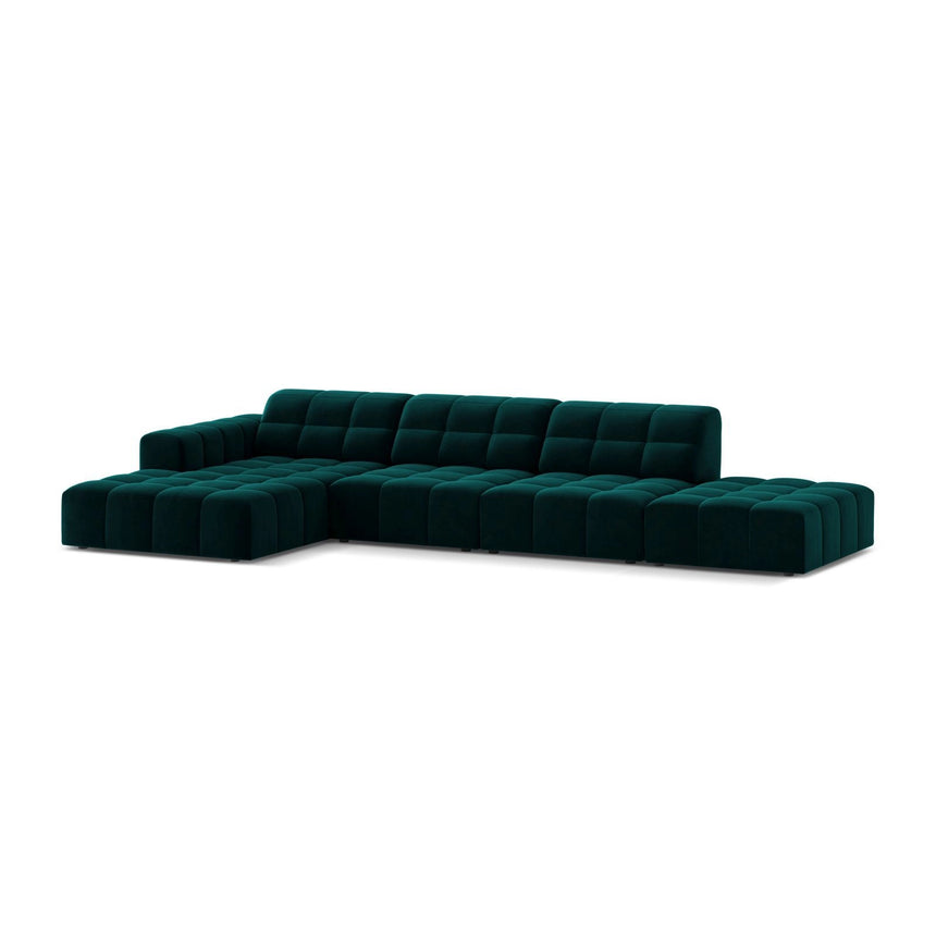 Chicago 5-Sitzer Ecksofa, Linke Seite, aus Samt in Tiefes Petrol (Venus 2911), 348x167 cm von Cosmopolitan Design – Bild 3