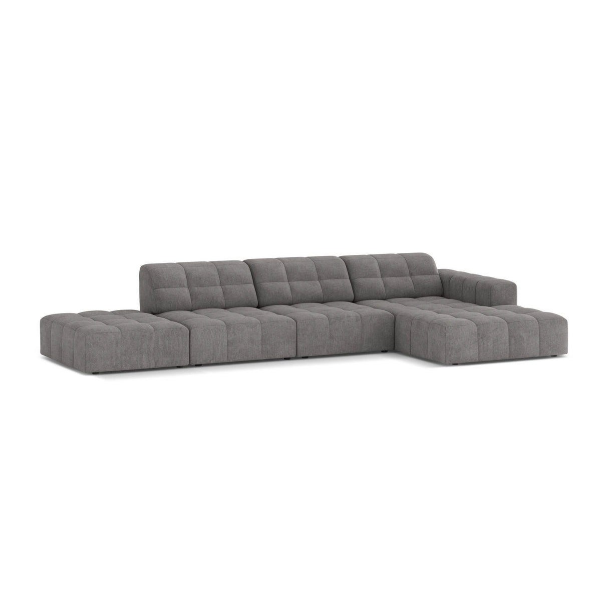Chicago 5-Sitzer Ecksofa, Rechte Seite, aus Chenille in Hellgrau (Eden 18 Grey), 348x167 cm von Cosmopolitan Design – Bild 3