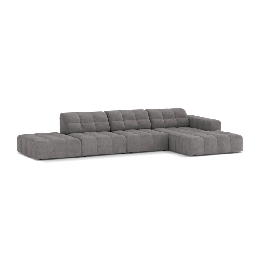 Chicago 5-Sitzer Ecksofa, Rechte Seite, aus Chenille in Hellgrau (Eden 18 Grey), 348x167 cm von Cosmopolitan Design – Bild 3