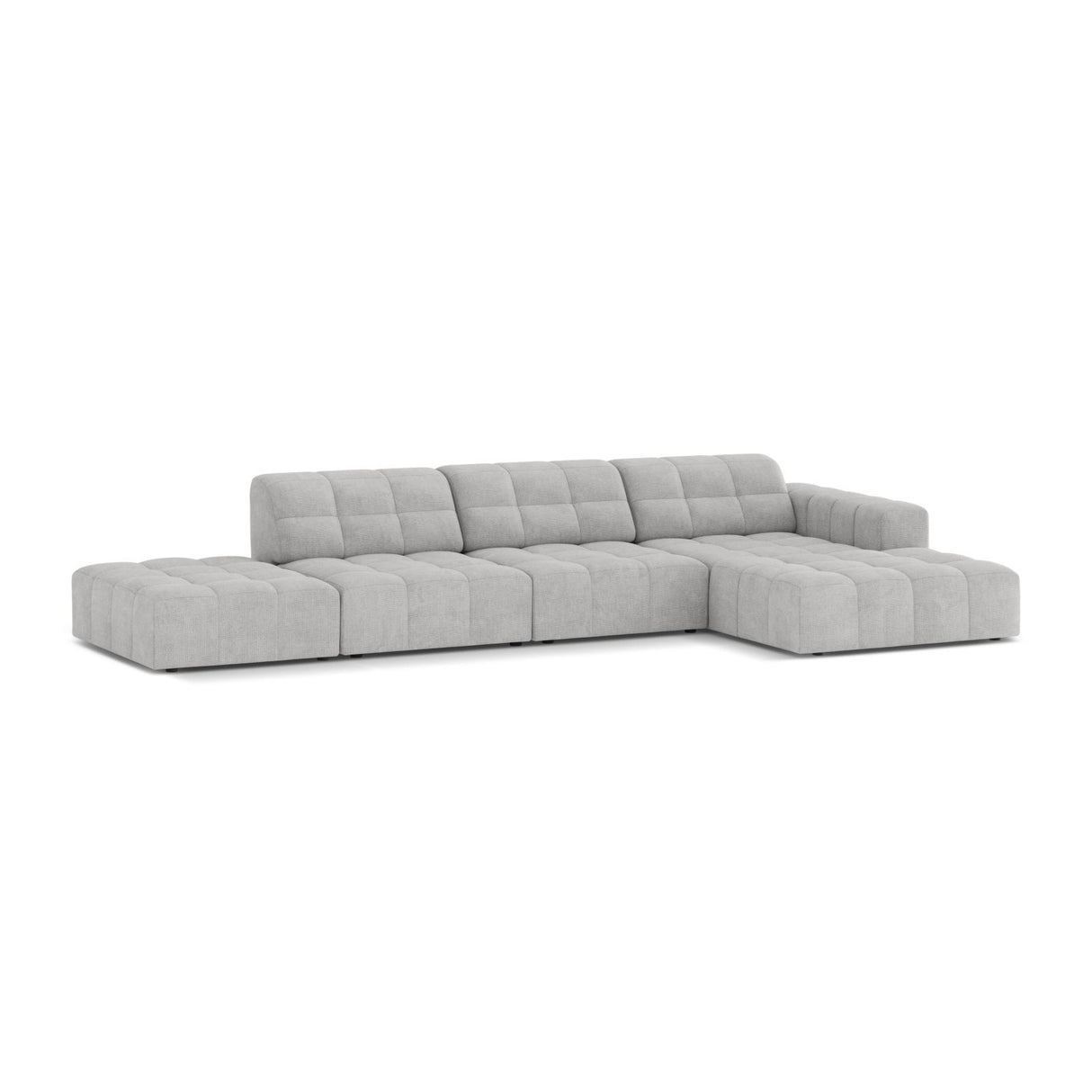 Chicago 5-Sitzer Ecksofa, Rechte Seite, aus Chenille in Silber (Eden 17 Silver), 348x167 cm von Cosmopolitan Design – Bild 3