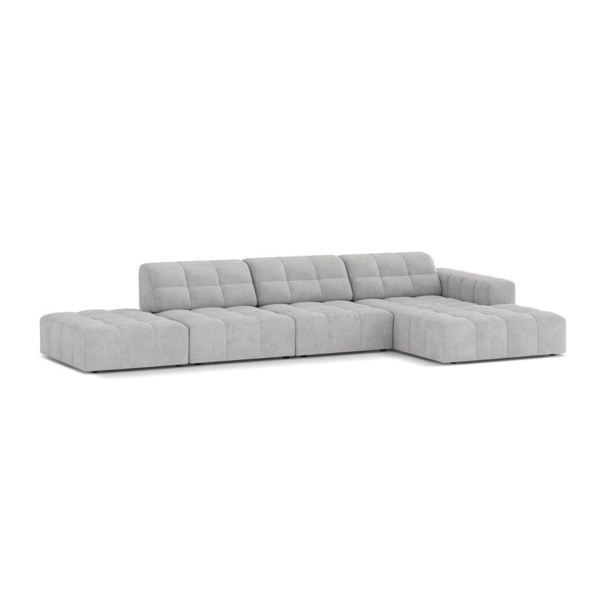 Chicago 5-Sitzer Ecksofa, Rechte Seite, aus Chenille in Silber (Eden 17 Silver), 348x167 cm von Cosmopolitan Design – Bild 3