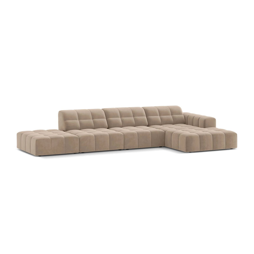 Chicago 5-Sitzer Ecksofa, Rechte Seite, aus Samt in Beige (Venus 2928), 348x167 cm von Cosmopolitan Design – Bild 3
