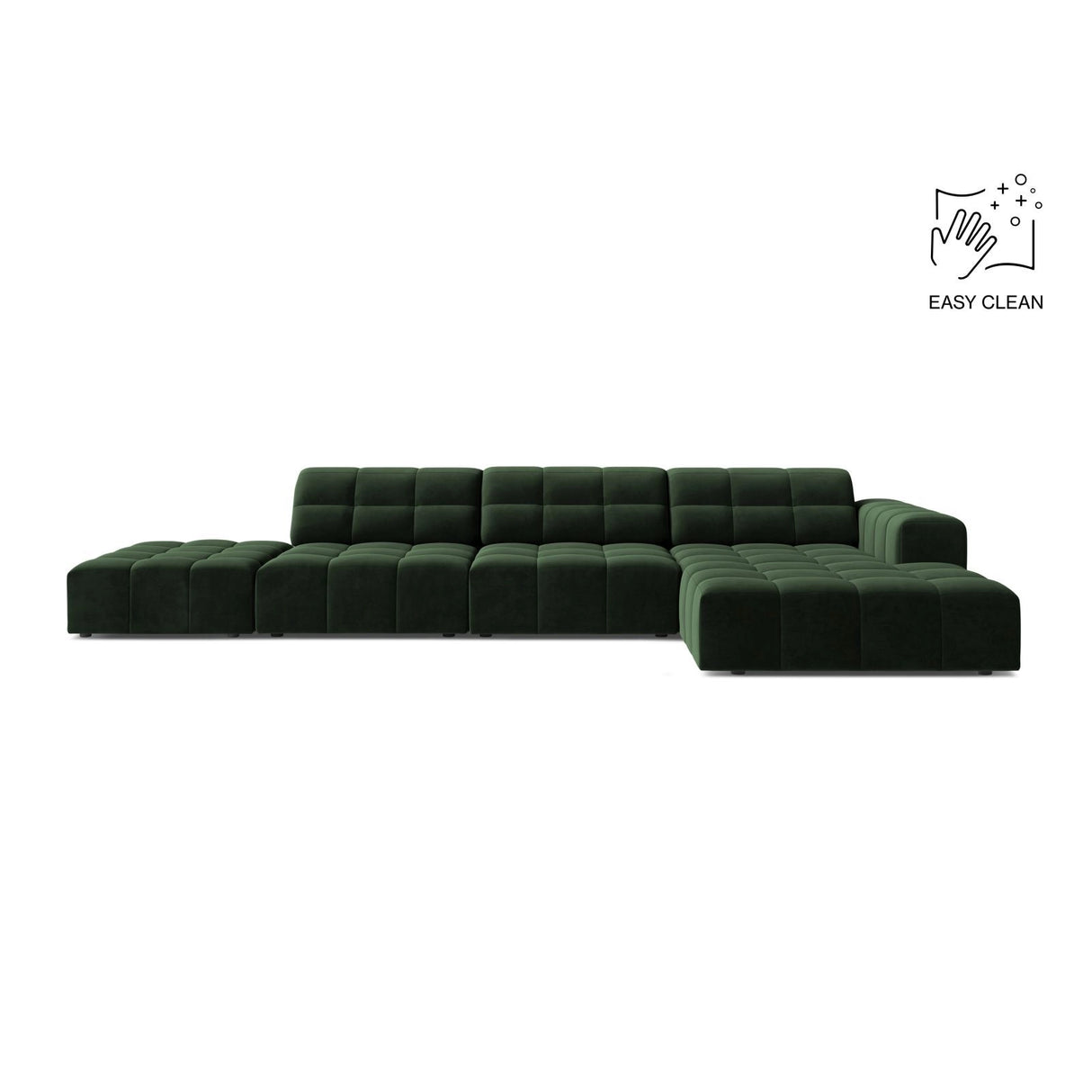 Chicago 5-Sitzer Ecksofa, Rechte Seite, aus Samt in Flaschengrün (Venus 2940), 348x167 cm von Cosmopolitan Design – Bild 1