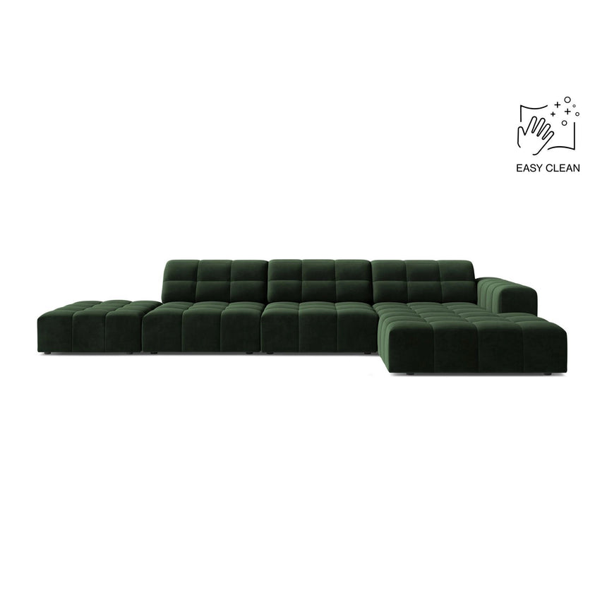 Chicago 5-Sitzer Ecksofa, Rechte Seite, aus Samt in Flaschengrün (Venus 2940), 348x167 cm von Cosmopolitan Design – Bild 1