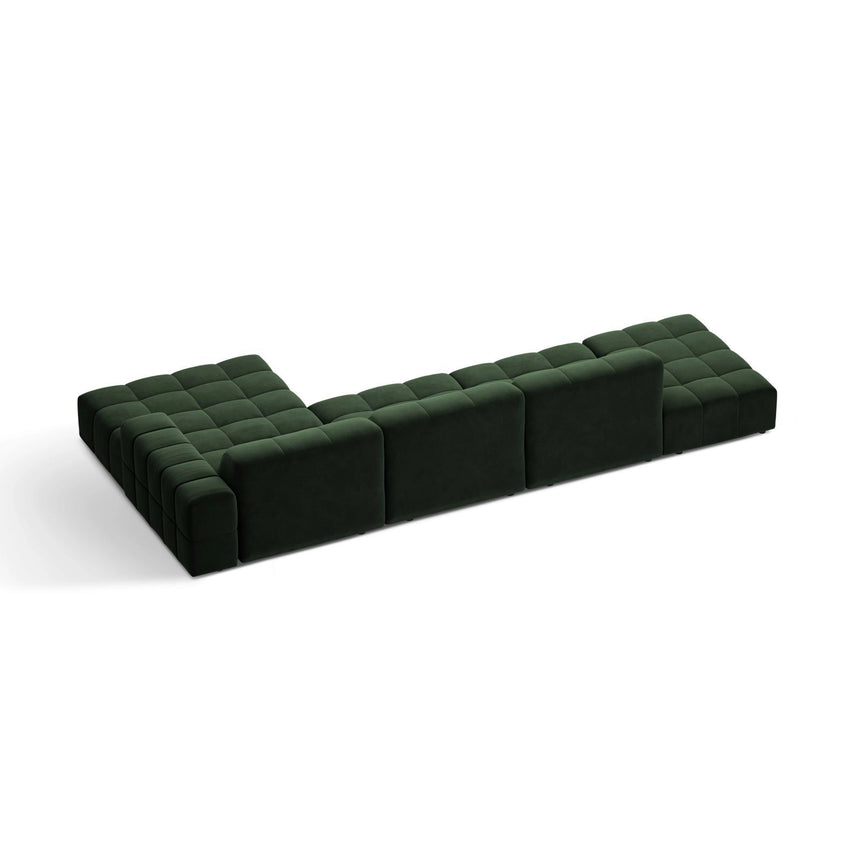 Chicago 5-Sitzer Ecksofa, Rechte Seite, aus Samt in Flaschengrün (Venus 2940), 348x167 cm von Cosmopolitan Design – Bild 4