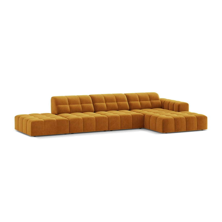Chicago 5-Sitzer Ecksofa, Rechte Seite, aus Samt in Gelb (Venus 2917), 348x167 cm von Cosmopolitan Design – Bild 3