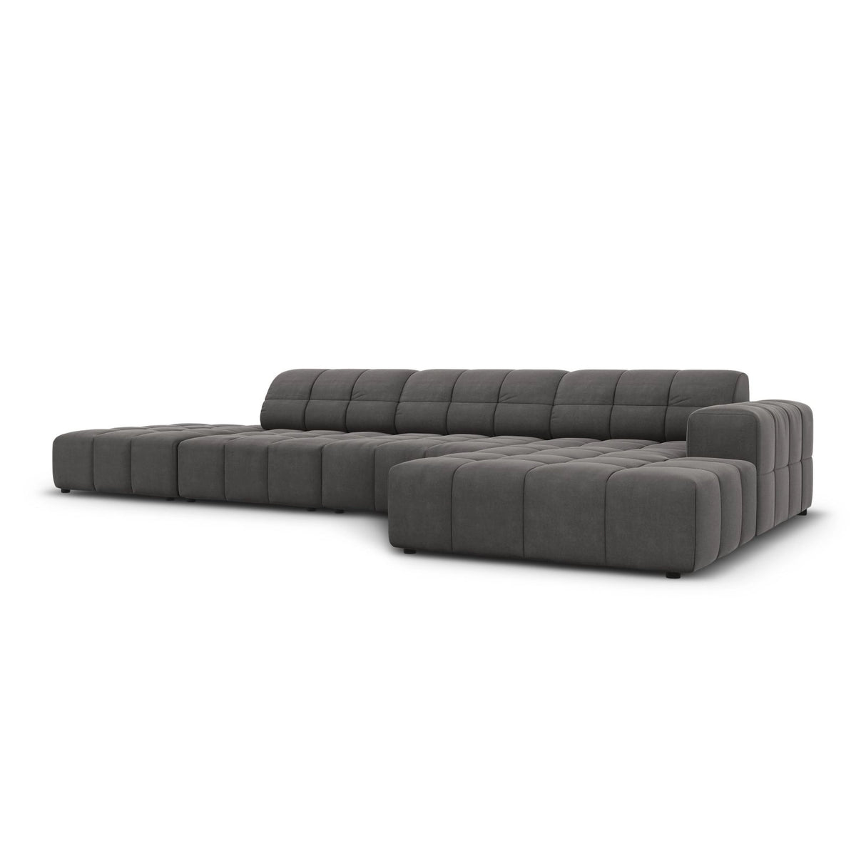 Chicago 5-Sitzer Ecksofa, Rechte Seite, aus Samt in Grau (Bluvel 14), 341x166x70 cm von Cosmopolitan Design – Bild 3