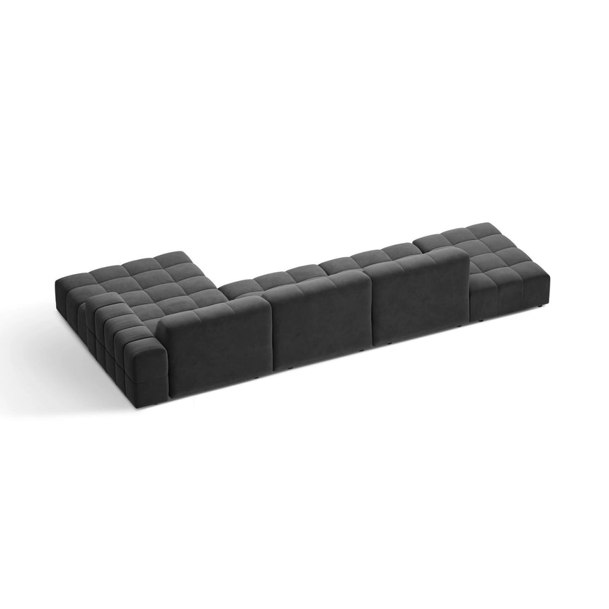 Chicago 5-Sitzer Ecksofa, Rechte Seite, aus Samt in Grau (Venus 2930), 348x167 cm von Cosmopolitan Design – Bild 4