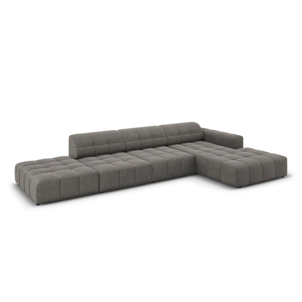 Chicago 5-Sitzer Ecksofa, Rechte Seite, aus Samt in Hellgrau (Bluvel 13), 341x166x70 cm von Cosmopolitan Design – Bild 4