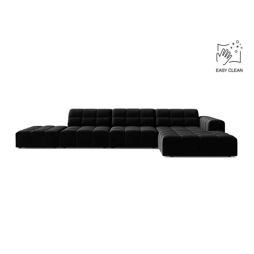 Chicago 5-Sitzer Ecksofa, Rechte Seite, aus Samt in Schwarz (Venus 2923), 348x167 cm von Cosmopolitan Design – Bild 1