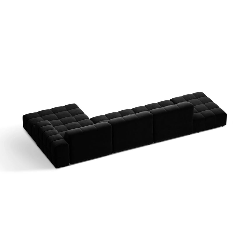 Chicago 5-Sitzer Ecksofa, Rechte Seite, aus Samt in Schwarz (Venus 2923), 348x167 cm von Cosmopolitan Design – Bild 4