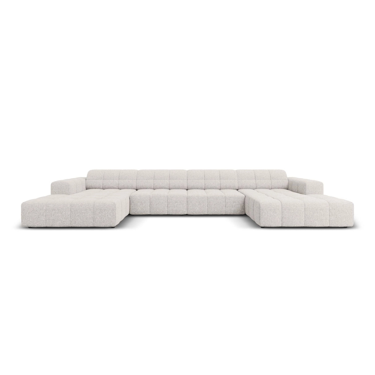 Chicago 6-Sitzer Panorama Sofa aus Chenille in Hellgrau (Haga 06), Beine in Schwarzes Plastik, 364x166x70 cm von Cosmopolitan Design – Bild 1