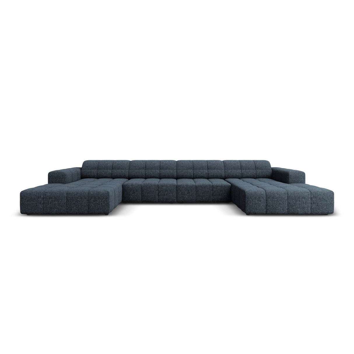 Chicago 6-Sitzer Panorama Sofa aus Chenille in Königsblau (Haga 86), Beine in Schwarzes Plastik, 364x166x70 cm von Cosmopolitan Design – Bild 1