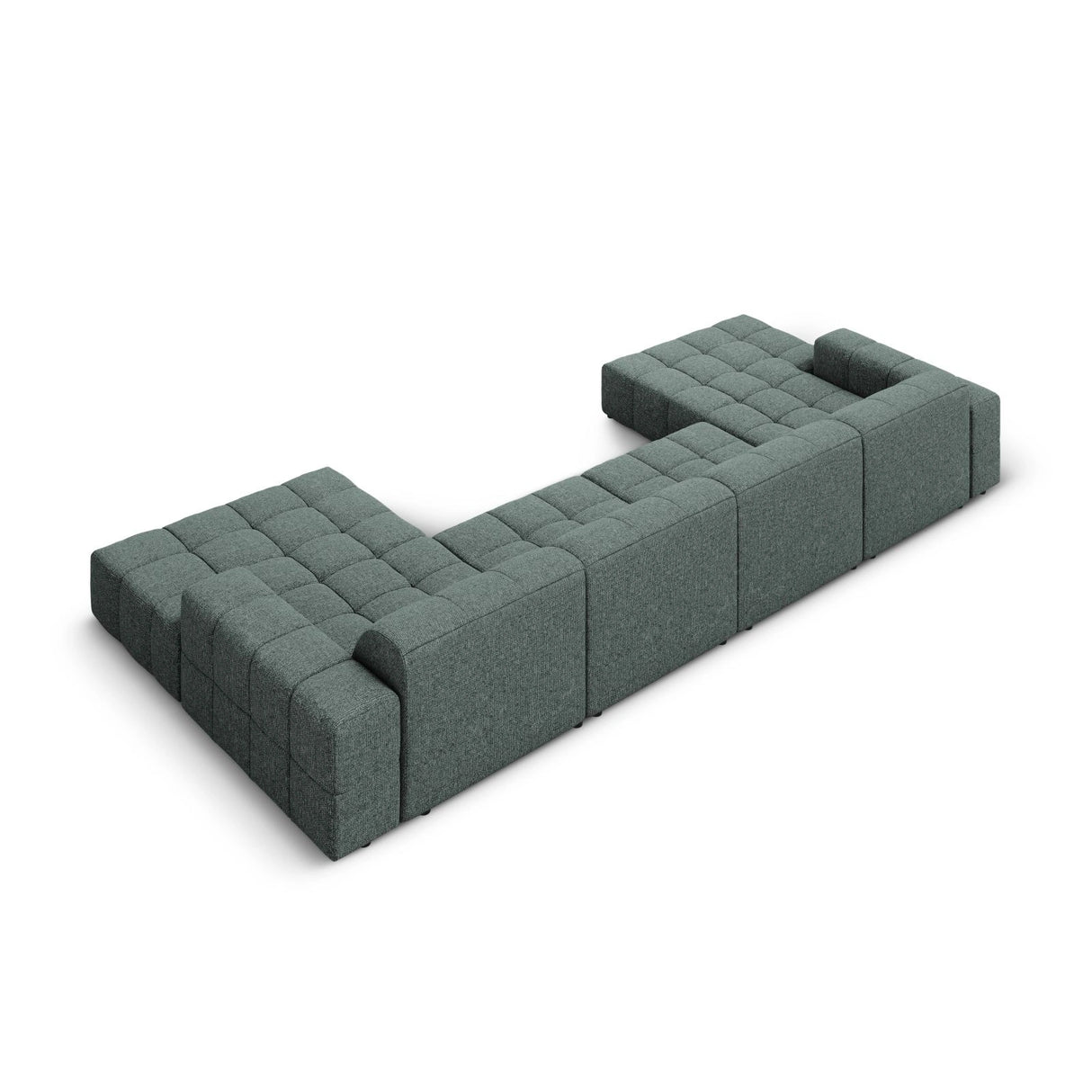 Chicago 6-Sitzer Panorama Sofa aus Chenille in Petrol (Haga 78), Beine in Schwarzes Plastik, 364x166x70 cm von Cosmopolitan Design – Bild 4
