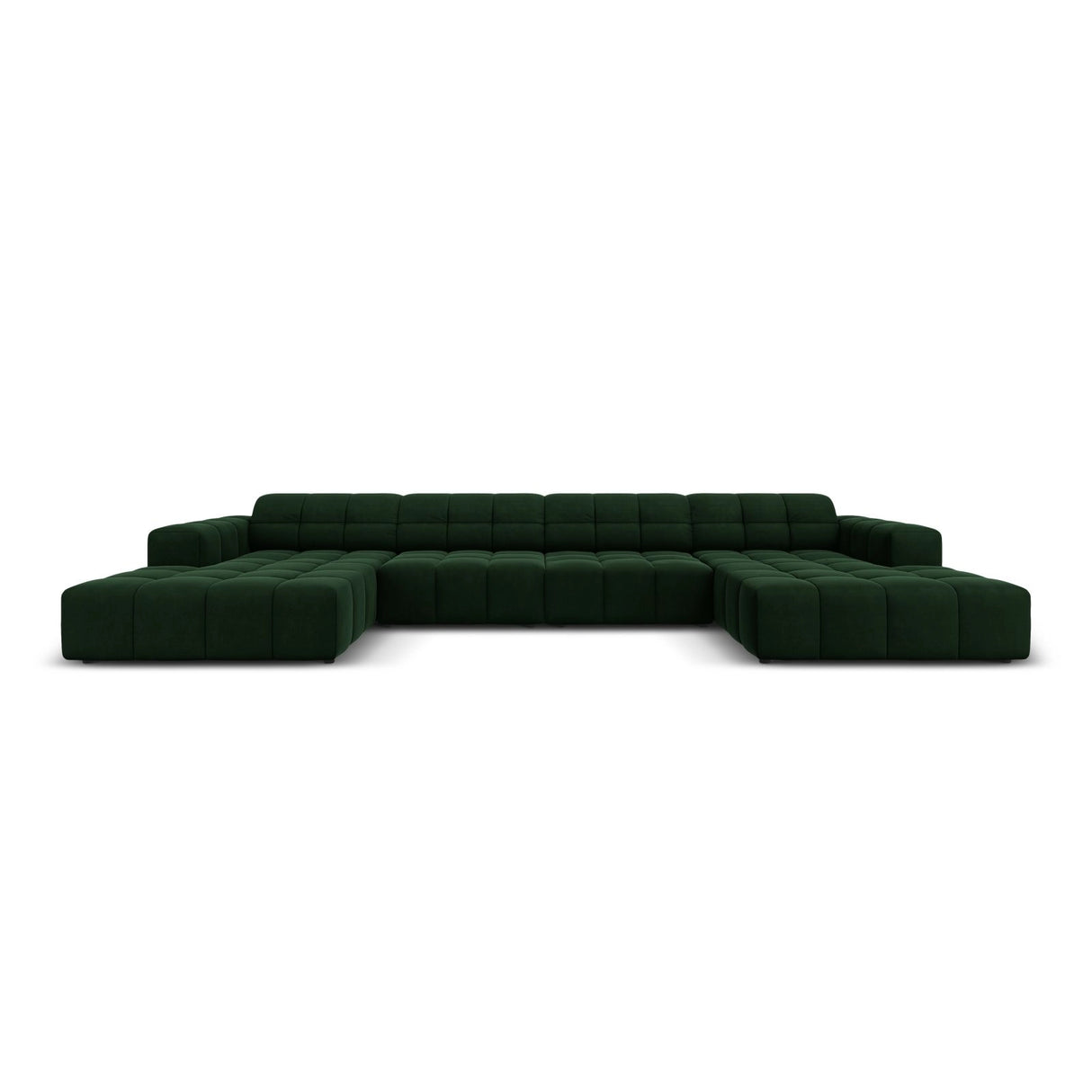 Chicago 6-Sitzer Panorama Sofa aus Samt in Flaschengrün (Bluvel 78), Beine in Schwarzes Plastik, 364x166x70 cm von Cosmopolitan Design – Bild 1